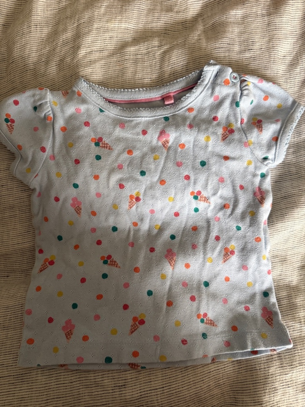 Girls Light Blue Ice Cream Dot Short Sleeve Top